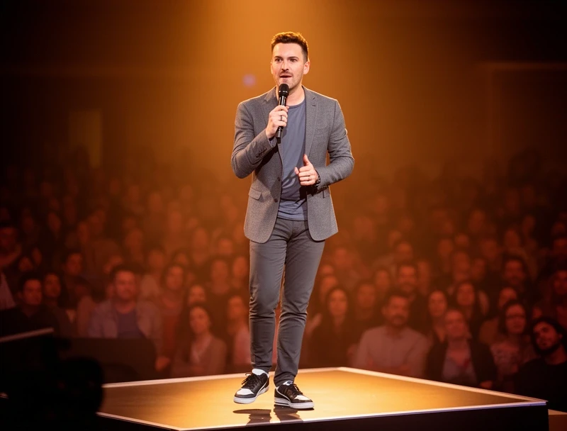 Trainer auf der Bühne bei RedeMut Akademie